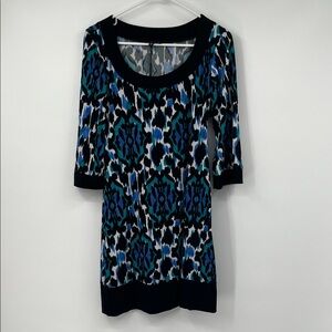 Tiana B. Black and Blue Animal Print Dress Size Small